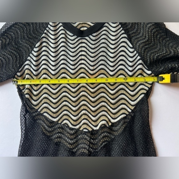 M Missoni black gold metallic mesh zigzag SS dress fit n flare sz 46(12) sheer - Picture 7 of 10